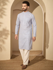 Cotton Printed Kurta Pyjama Set for Men – Traditional Festive Wear