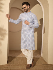 Cotton Printed Kurta Pyjama Set for Men – Traditional Festive Wear