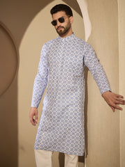 Cotton Printed Kurta Pyjama Set for Men – Traditional Festive Wear