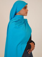 Turquoise Blue Solid Viscose Jersey Hijab