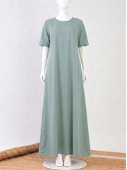 Half Sleeve Sea Green Solid Inner Layering For Women