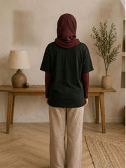 Modest Good After Noon Black T-shirt for Women