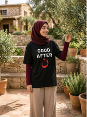 Modest Good After Noon Black T-shirt for Women
