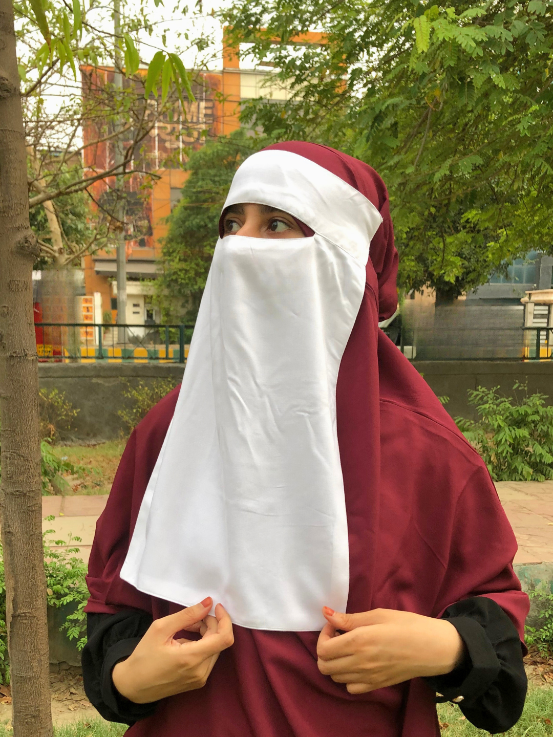 White Free Size Saudi Face-Niqab