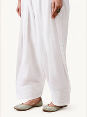 Modest White Solid Women’s Farsi Salwar