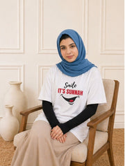 Modest Smile It’s Sunnah White T-Shirt for Women