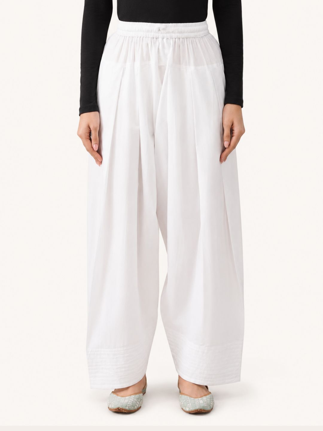 Modest White Solid Women’s Farsi Salwar
