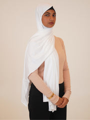 White Solid Viscose Jersey Hijab