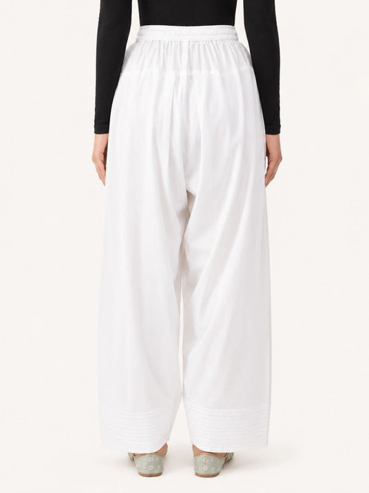 Modest White Solid Women’s Farsi Salwar