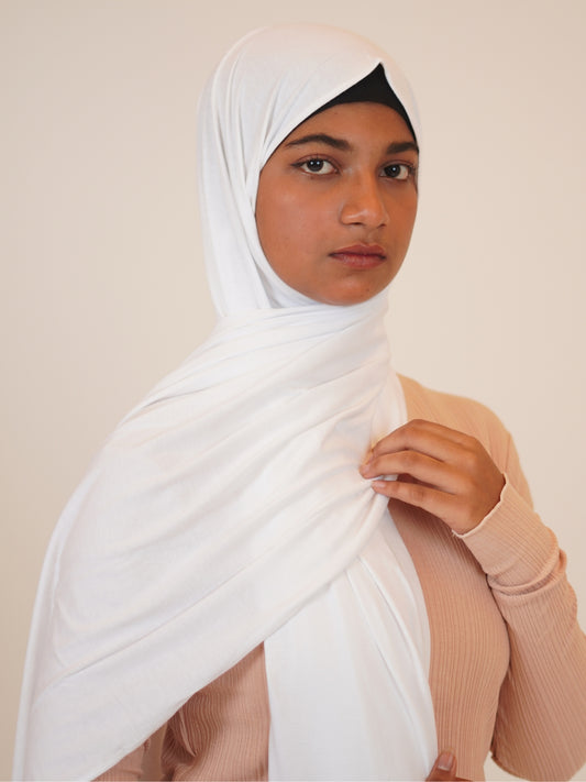 White Solid Viscose Jersey Hijab