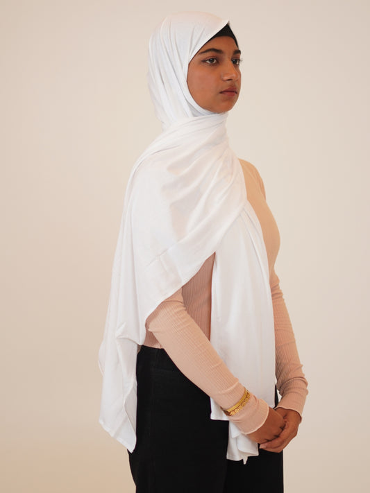 White Solid Viscose Jersey Hijab