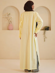 Modest Front Open Solid Shirt Dress
