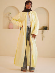 Modest Front Open Solid Shirt Dress