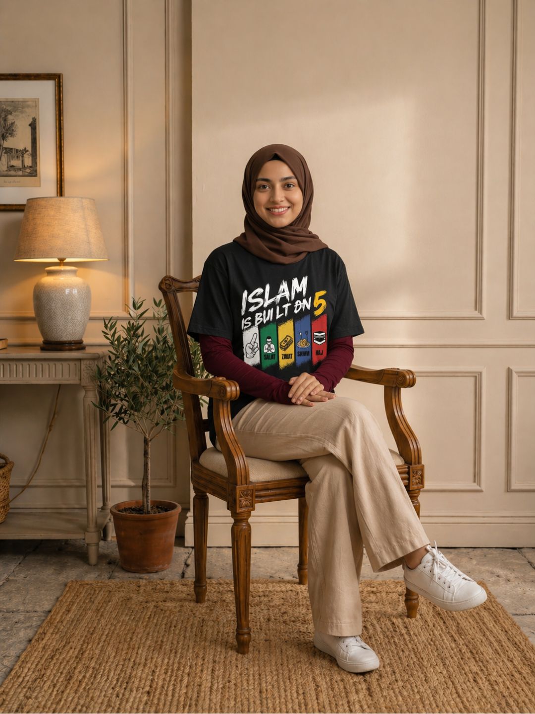 Islam Pillar Modest Black T-Shirt for Women