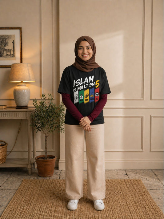 Islam Pillar Modest Black T-Shirt for Women