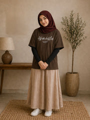 Alhamdulillah Modest Brown T-Shirt for Women