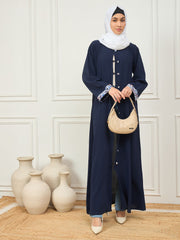 Front Open Abaya/Burqa with White Georgette Hijab