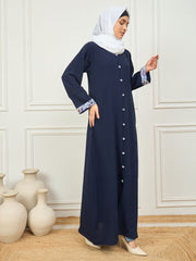 Front Open Abaya/Burqa with White Georgette Hijab