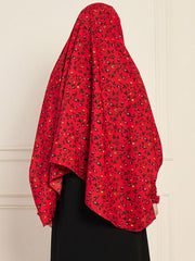 Red Printed Full Free Size Prayer Khimar