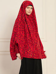 Red Printed Full Free Size Prayer Khimar