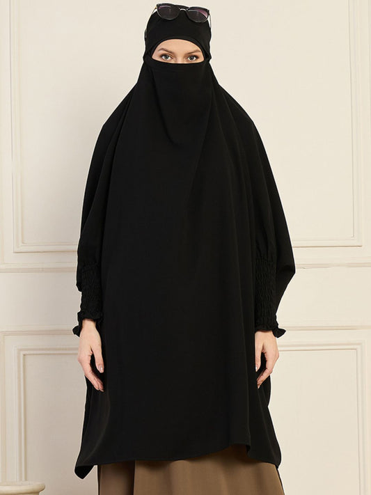 Black Solid Full Free Size Prayer Khimar