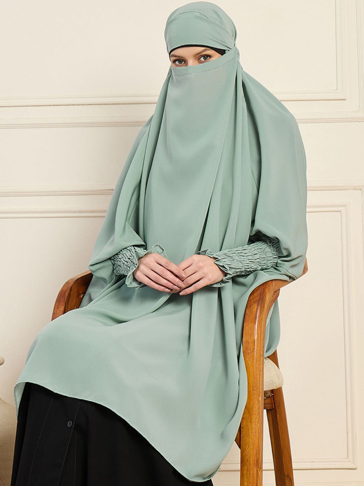 Sea Green Solid Full Free Size Prayer Khimar