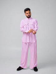 Lavender Solid Farsi Kurta Pants Set for Men