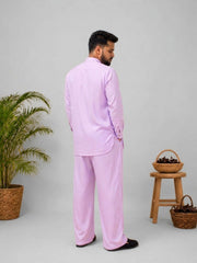Lavender Solid Farsi Kurta Pants Set for Men