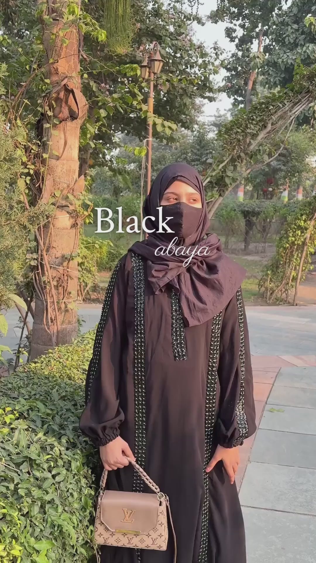 Luxury Black Modest Women Abaya Burqa with Matching Georgette Hijab