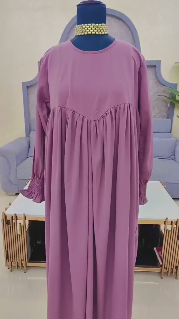 A-Line Abaya with Black Georgette Hijab for Women