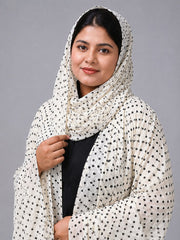 Polka Printed Modest Shrug Abaya with Black Inner & Matching Hijab